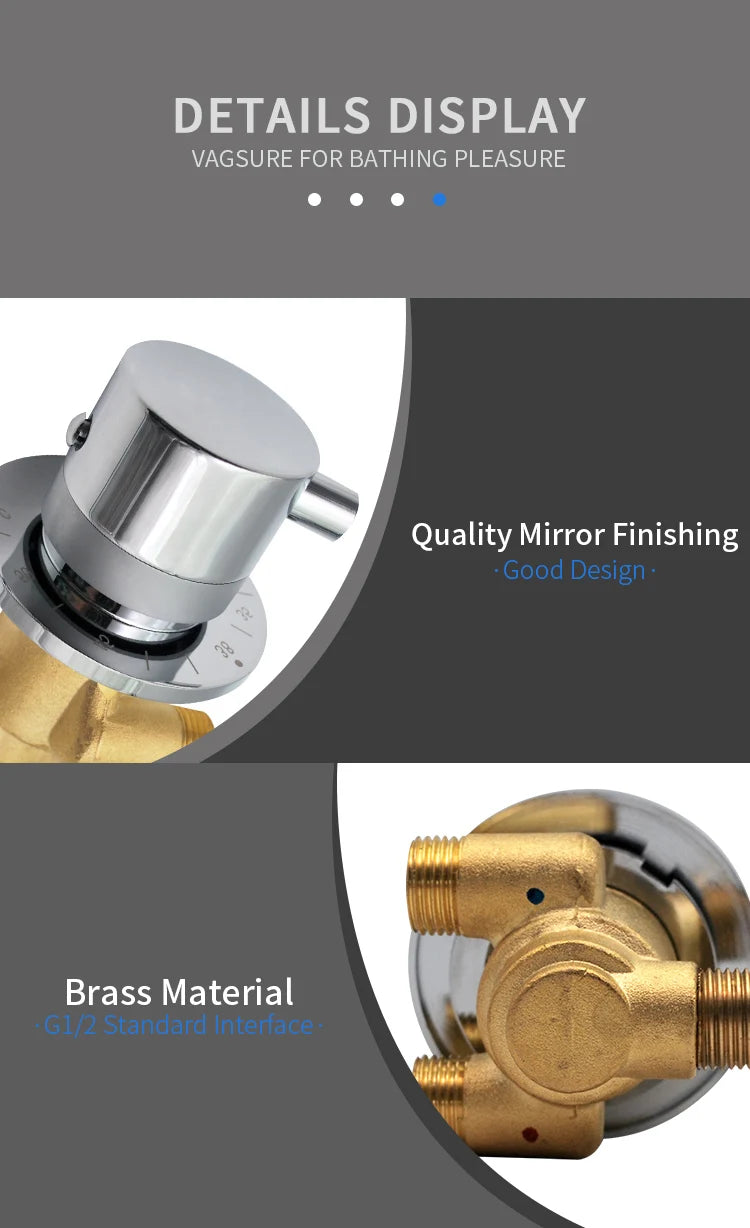 1 Way Output Thermostatic Brass Shower Faucets Wall Mounted Cold&Hot Water Mixing Valve Mixer Tap Thermostatic Shower Valve