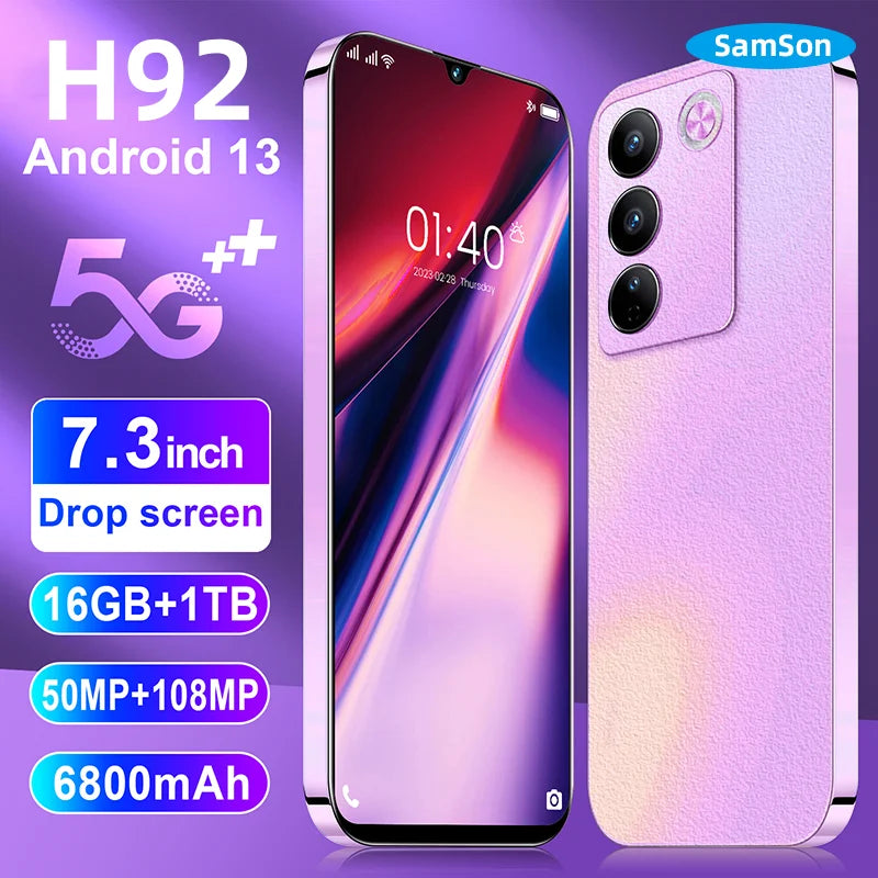 Original Phones H92 ultra Smartphones for H92 16GB+1TB 5G Dual SIM Cellphone Mobile Battery Capacity 6800mAh 2024 Samson Phone