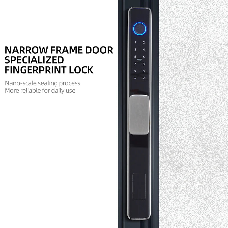 Stainless Steel European Standard Smart Lock Outdoor Waterproof Fingerprint Lock Narrow Frame Door Aluminium Alloy Door Lock