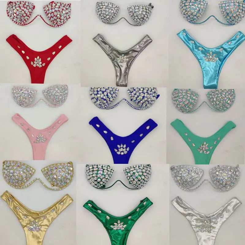2020 10colors diamond bikini crystal bikini swimwear plus  sizes bikini rhinestone bikini swimsuit sexy  beachwear biquini