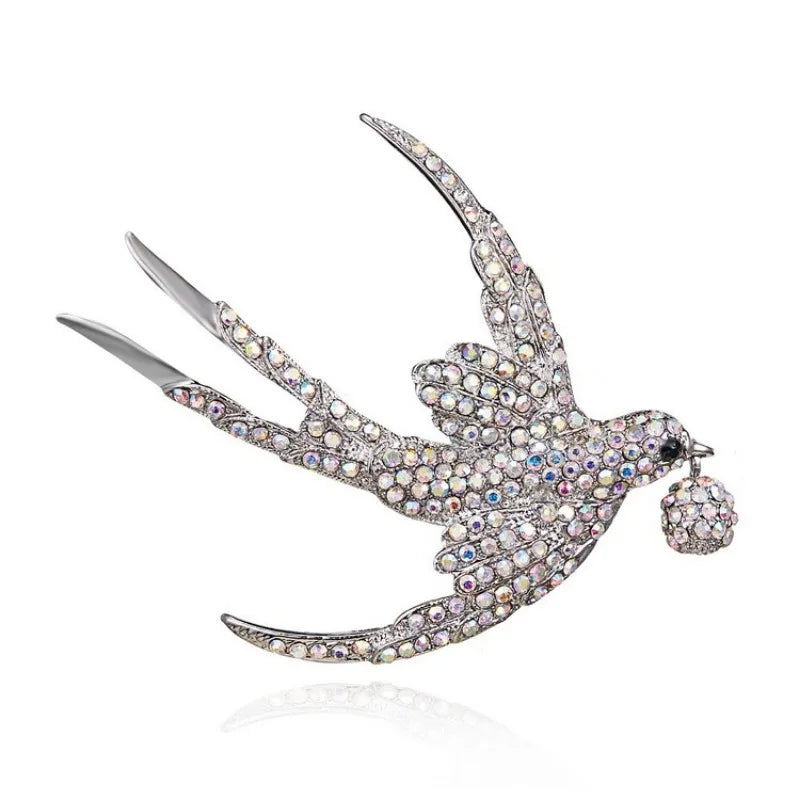 New Creative Bird Costume Accessory Swallow Rhinestone Enamel Brooch Alloy Party Brooches with Plating Technology for Engagement
