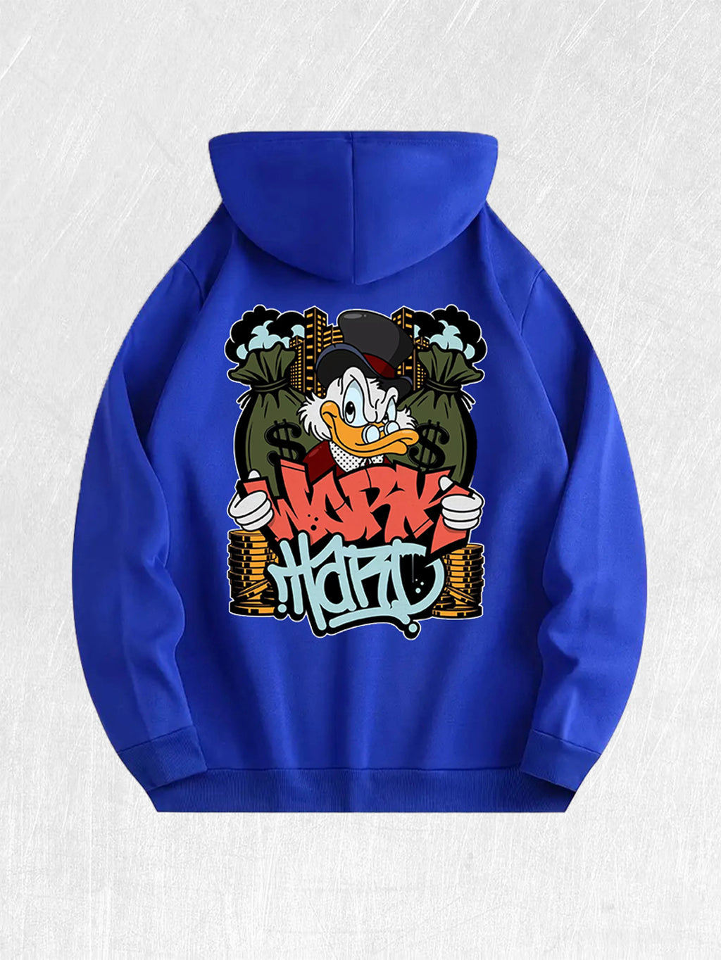 Work Hard  Duck Graphic Hoodie 100% Cotton US Warehouse 7 Colors