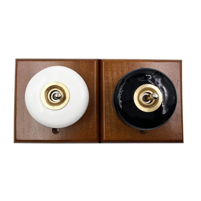 High Quality Retro Ceramic Round Toggle Switch 1 Ｗay 2 Way Control Wall Light Switch