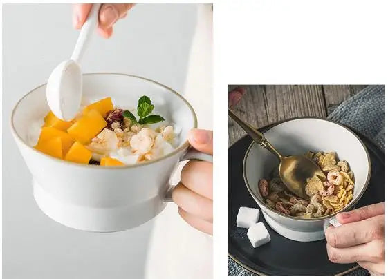 LingAo-Nordic Style Ceramic Household Bowl, Plate, Dish, Chopsticks, Tableware Combination Set