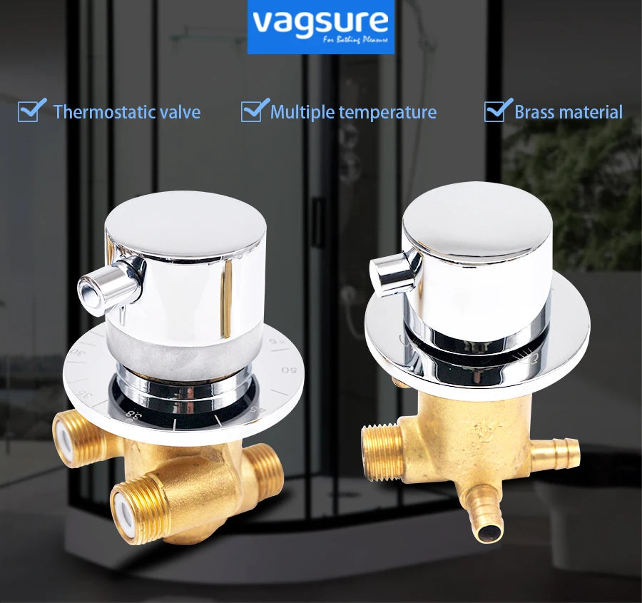 Split Type Thermostatic Shower Cabin Faucet Tap Shower Bath Brass Mixer Diverter 2/3/4/5 Output  Screw Thread Or Intubation