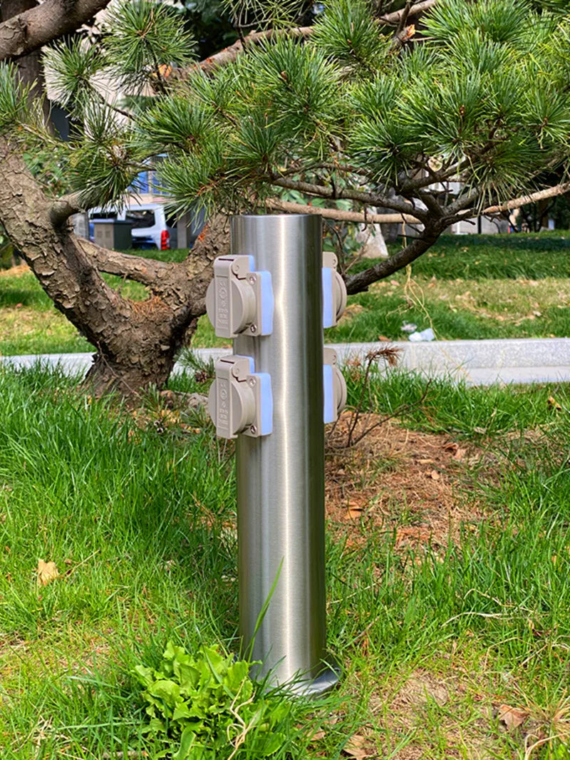 Outdoor Garden Socket 4-Way EU Sockets Waterproof Energy Column Multi-socket Spike for Garden décor Lawn Mower Electrical outlet