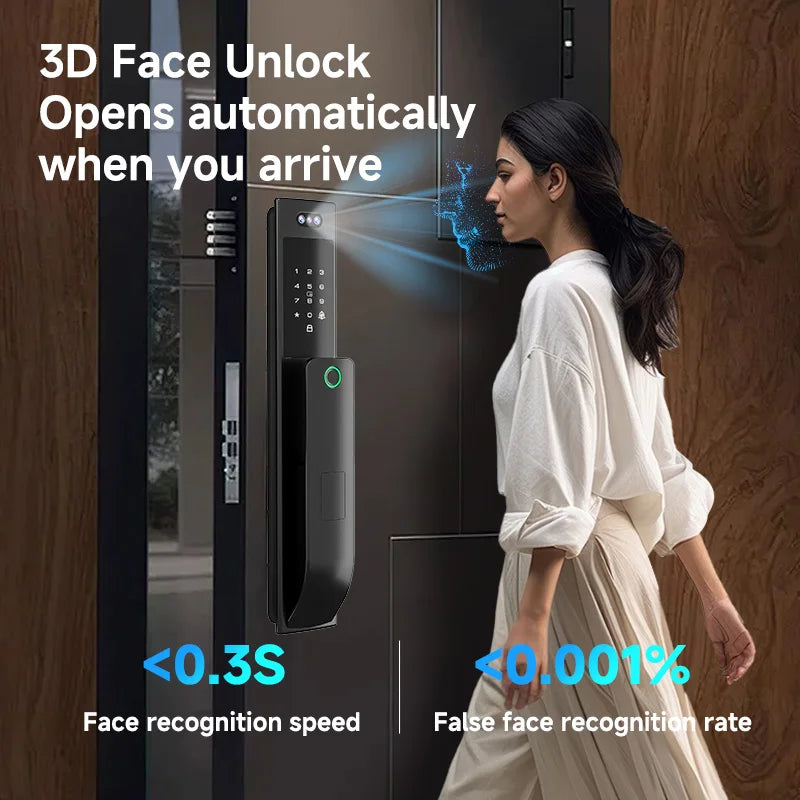 Israeli Door Smart Door Lock Keyless Tuya Wifi Fingerprint Push Pull Home Lock With Camera Biometric Door Lock Airbnb Waterproof