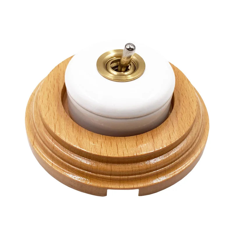 Home Improvement Round Ceramic Retro Toggle Switch 1 Ｗay 2 Way Control Wall Light Rocker Switch