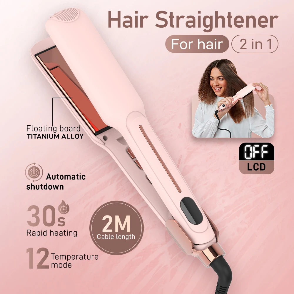 U.S. Spot Infrared Hair Straightener Flat Iron Dual Voltage Infrared Hair Care Professional Styling Tool for Salon Home Use