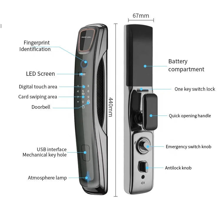 Wholesale Automatic Fingerprint Lock WIFI Door Tuya Multi-functional Digital Biometric Card Smart Door Lock With Doorbell
