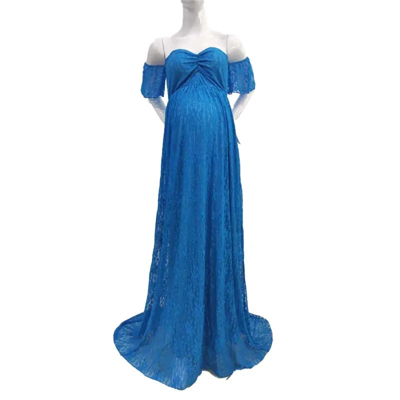 Top Sales Off Shoulder Tulle Elegant Slim Fit Gown Baby Shower Photography Maxi Maternity Dress Photoshoot DGPD-001