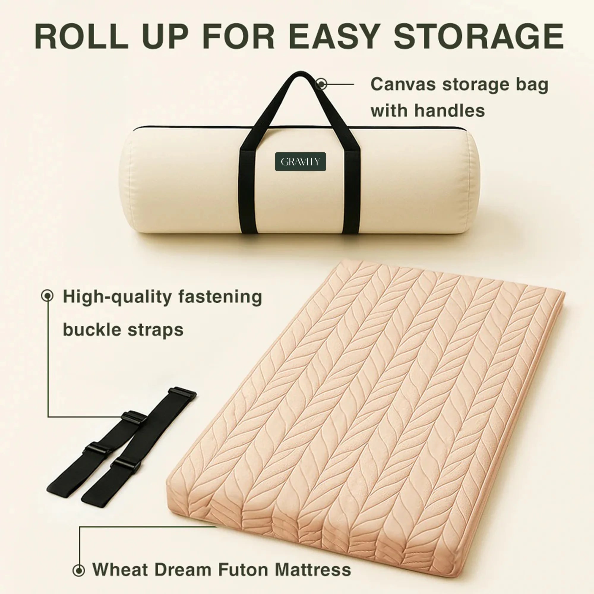 4inches Wheat Pattern Japanese Floor Futon Pad Cotton Folding Futon Compressible Tatami Mattress for Living Room