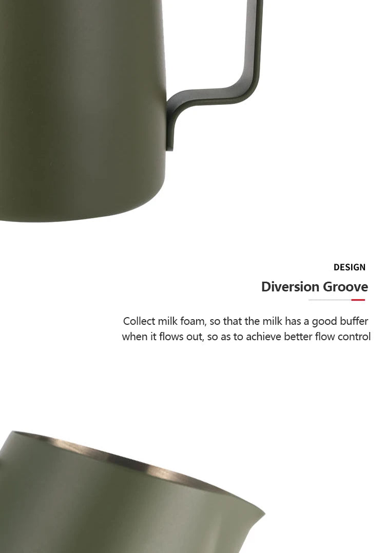Coffee Milk Jug  Measuring Tool with Handle Metal Pitcher Bevel 304 Stainless Steel Latte Art Cappuccino Espresso Frothing Cup