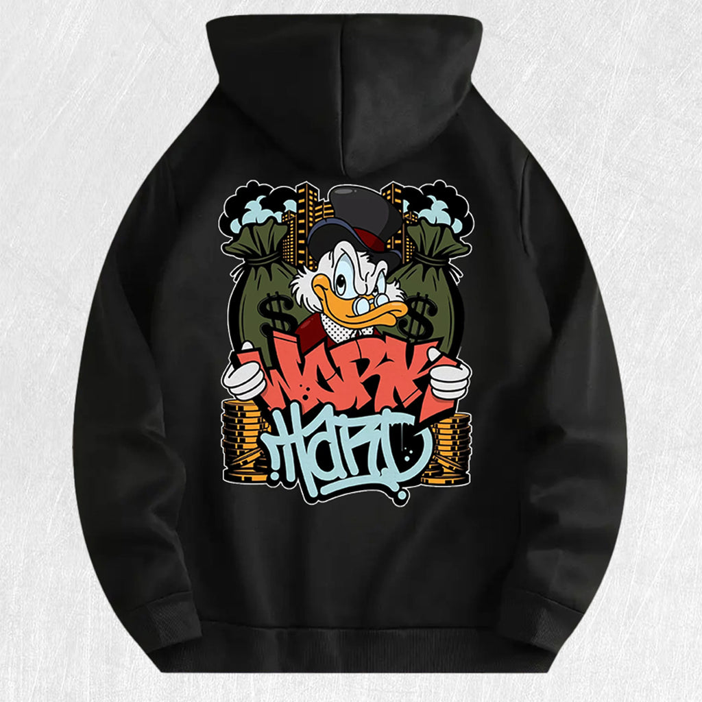 Work Hard  Duck Graphic Hoodie 100% Cotton US Warehouse 7 Colors