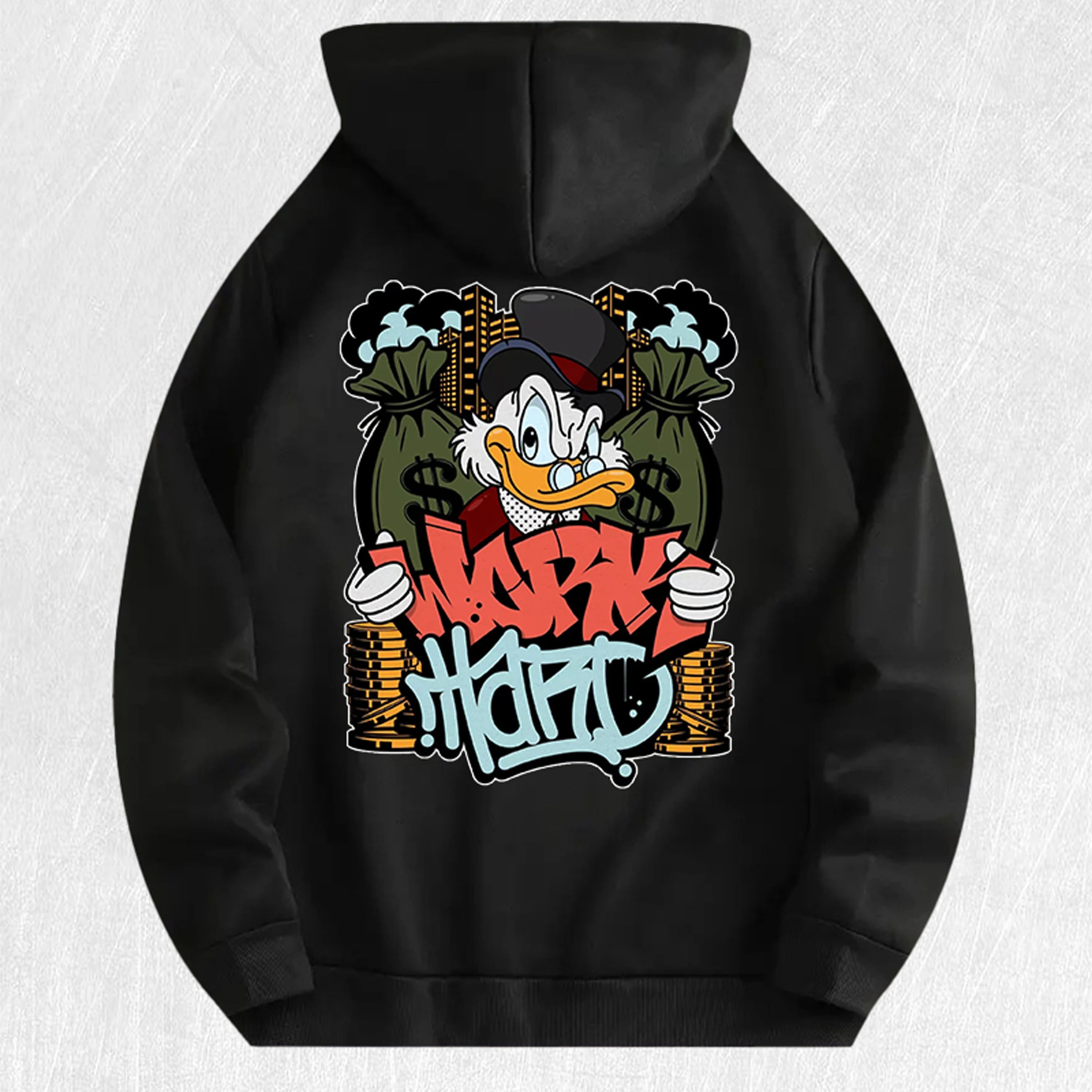 Work Hard  Duck Graphic Hoodie 100% Cotton US Warehouse 7 Colors