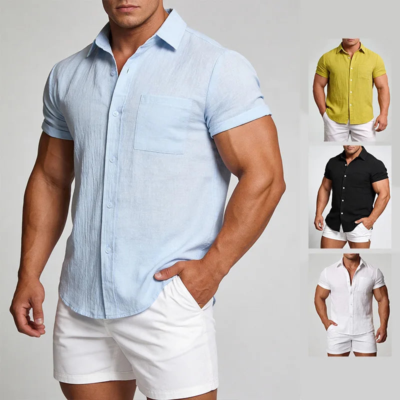 2026 New Men Summer Lightweight Short Sleeve Button Down Shirts Breathable Outdoor Travel Casual Beach Daily Male Tops Hot Sale