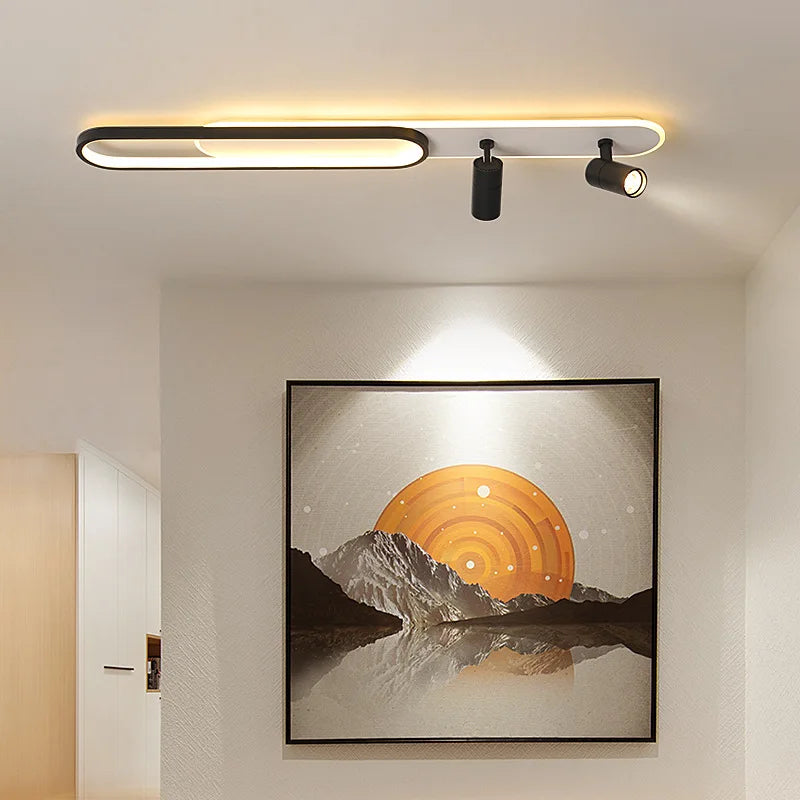 Modern Minimalist LED Ceiling Light Strip Design Remote-Controlled Three-Color-Changing Surface-Mounted for Living Rooms