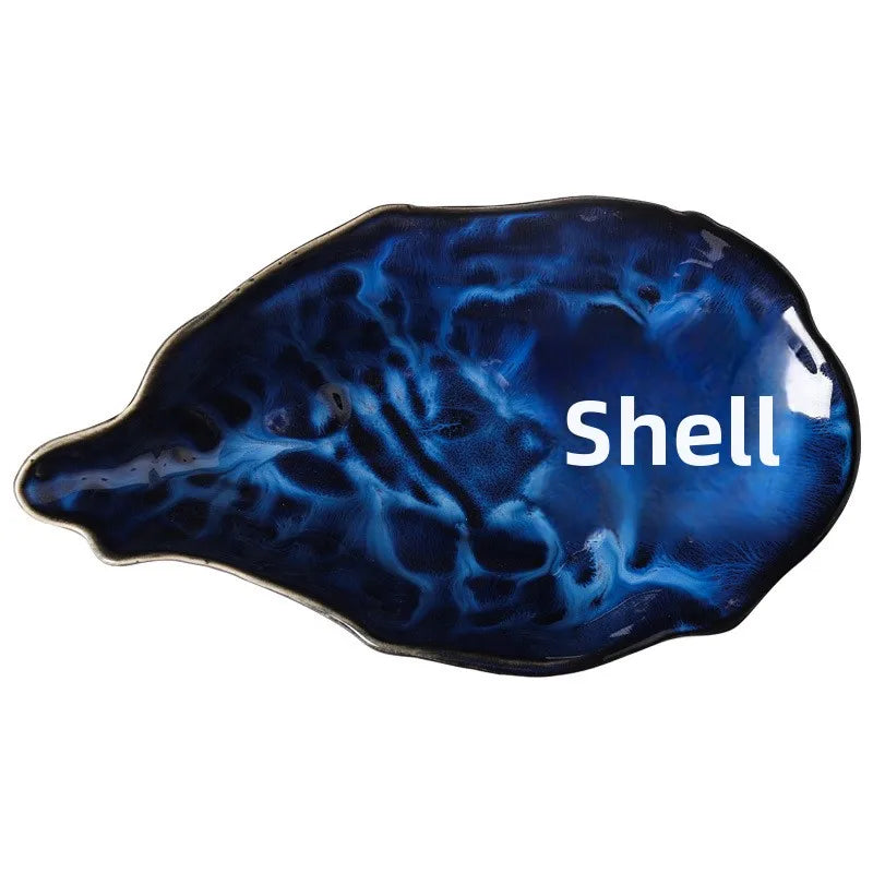 Japanese-style Kiln-change Ceramic Light Luxury Flavor Dish Stylish Oyster-shaped Dessert Saucer Shallow Dish Sauce Soy Sauce