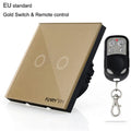 EU Standard 2Gang 170-240V 433MHz Wall Switch Touch Switch Smart Remote Control Luxury Crystal Glass Surface Waterproof 86*86mm