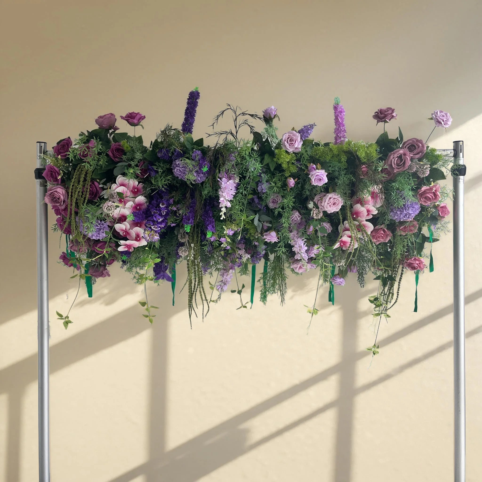 SPR Handmade Purple Roll Flower Garland Artificial Silk Fabric Floral Runner for Wedding Party Birthday Baby Shower Mother's Day