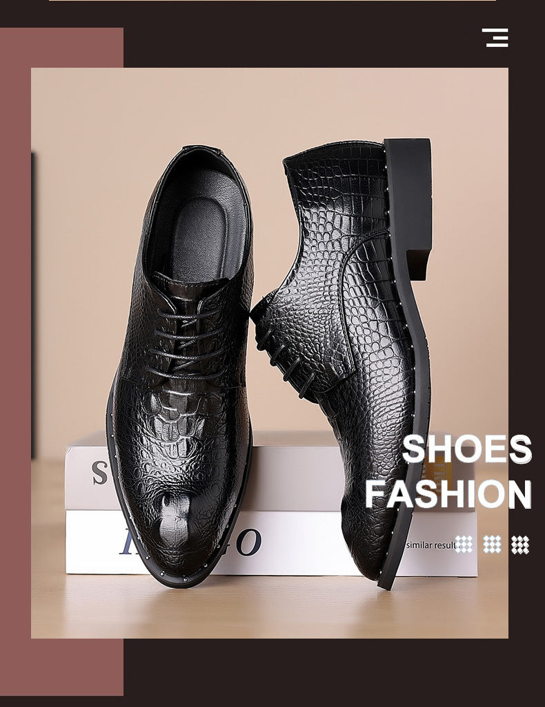 New Four Seasons Men's Leather Shoes Business Dress Leather Shoes Lace-up Casual All-match Wear-resistant Leather Shoes Wedding Shoes Men's Shoes