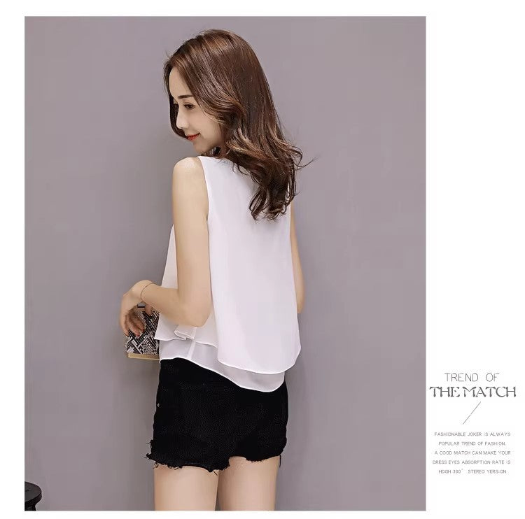Chiffon Camisole Women's All-match Outer Wear Inner 2025 Summer Loose Slimming plus size Sleeveless Base Top