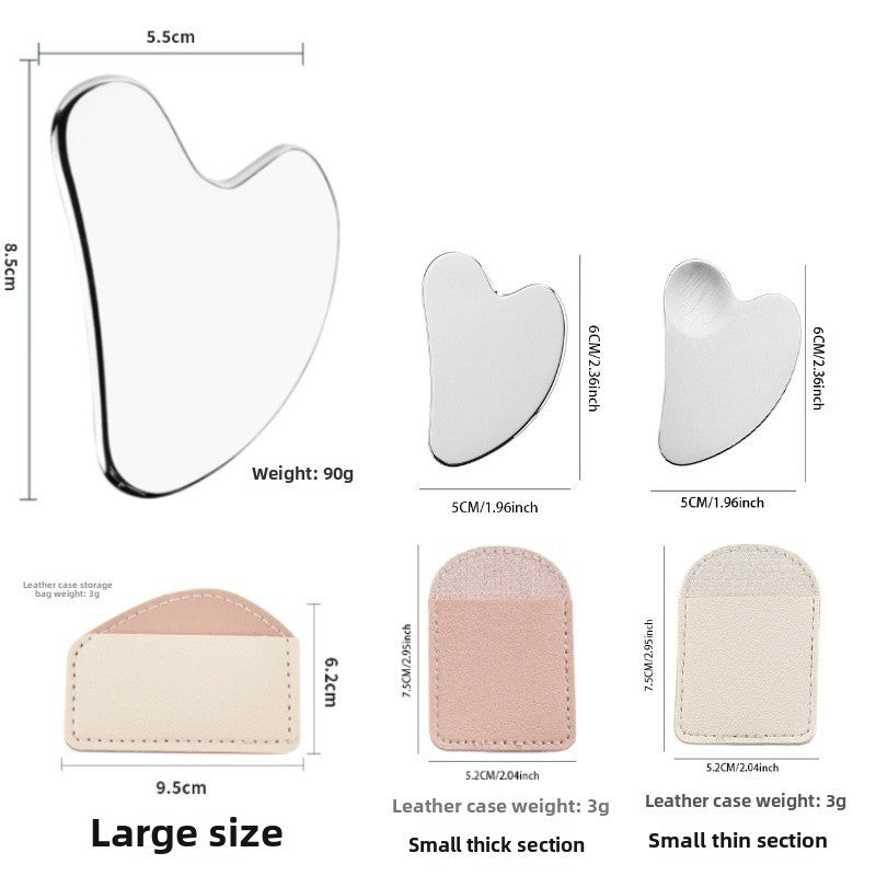 Factory direct stainless steel large heart-shaped scraping plate hand face scraping metal massage beauty tools wholesale