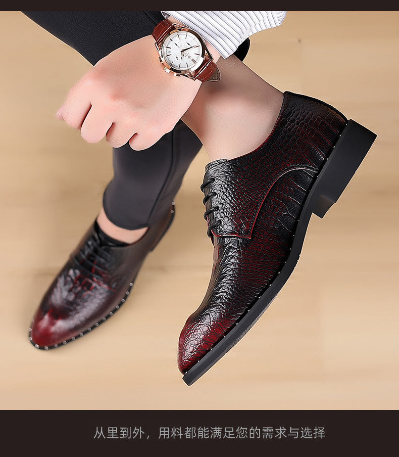 New Four Seasons Men's Leather Shoes Business Dress Leather Shoes Lace-up Casual All-match Wear-resistant Leather Shoes Wedding Shoes Men's Shoes