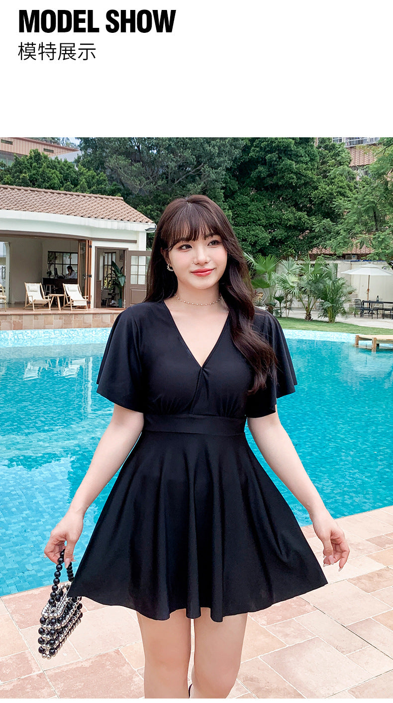 Swimsuit Women's Conservative Conjoined Flat Corner Belly-Covering Slimming Mom Swimsuit plus size Loose Hot Spring Swimsuit for Middle-aged and Elderly