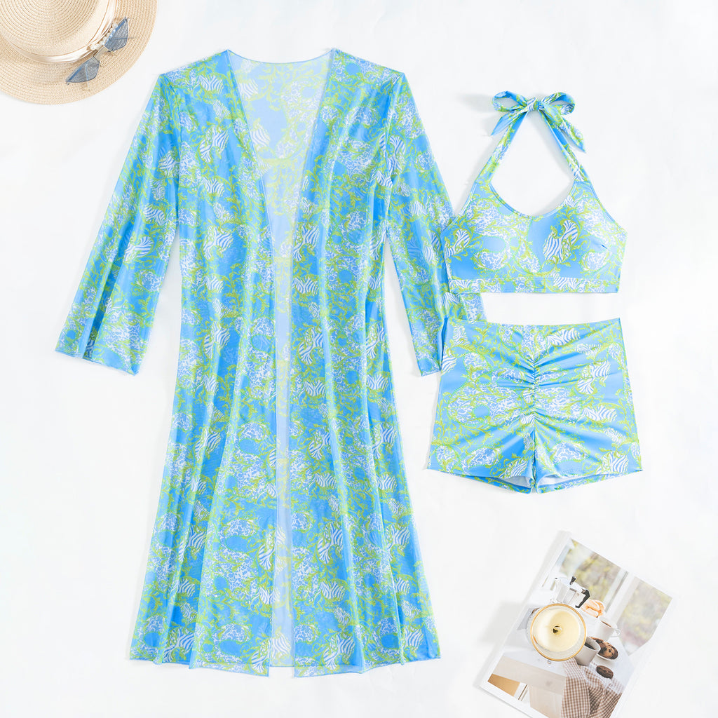 Mingyi New High-end European and American Fashion Sexy Women's Three-piece Bikini BIKINI Multicolor Printed Women's Swimsuit
