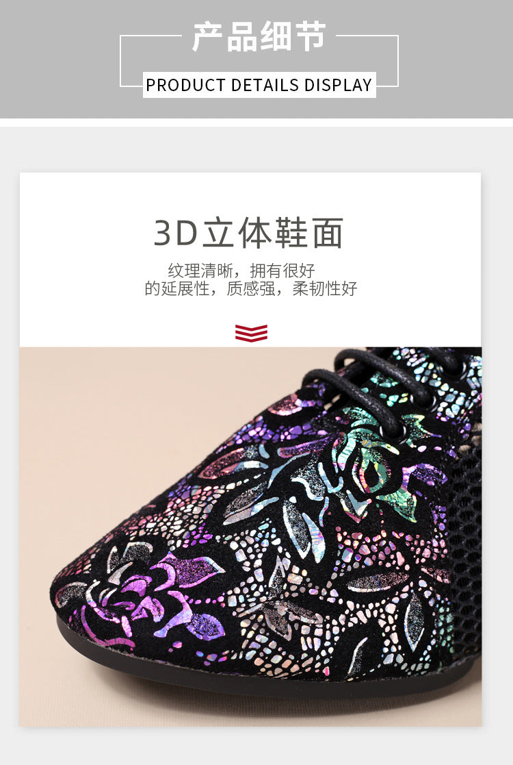 Leather Dance Shoes Latin Dance Shoes Adult Women's Middle-heel Teacher Shoes Cowhide Modern Dance Shoes Square Dance