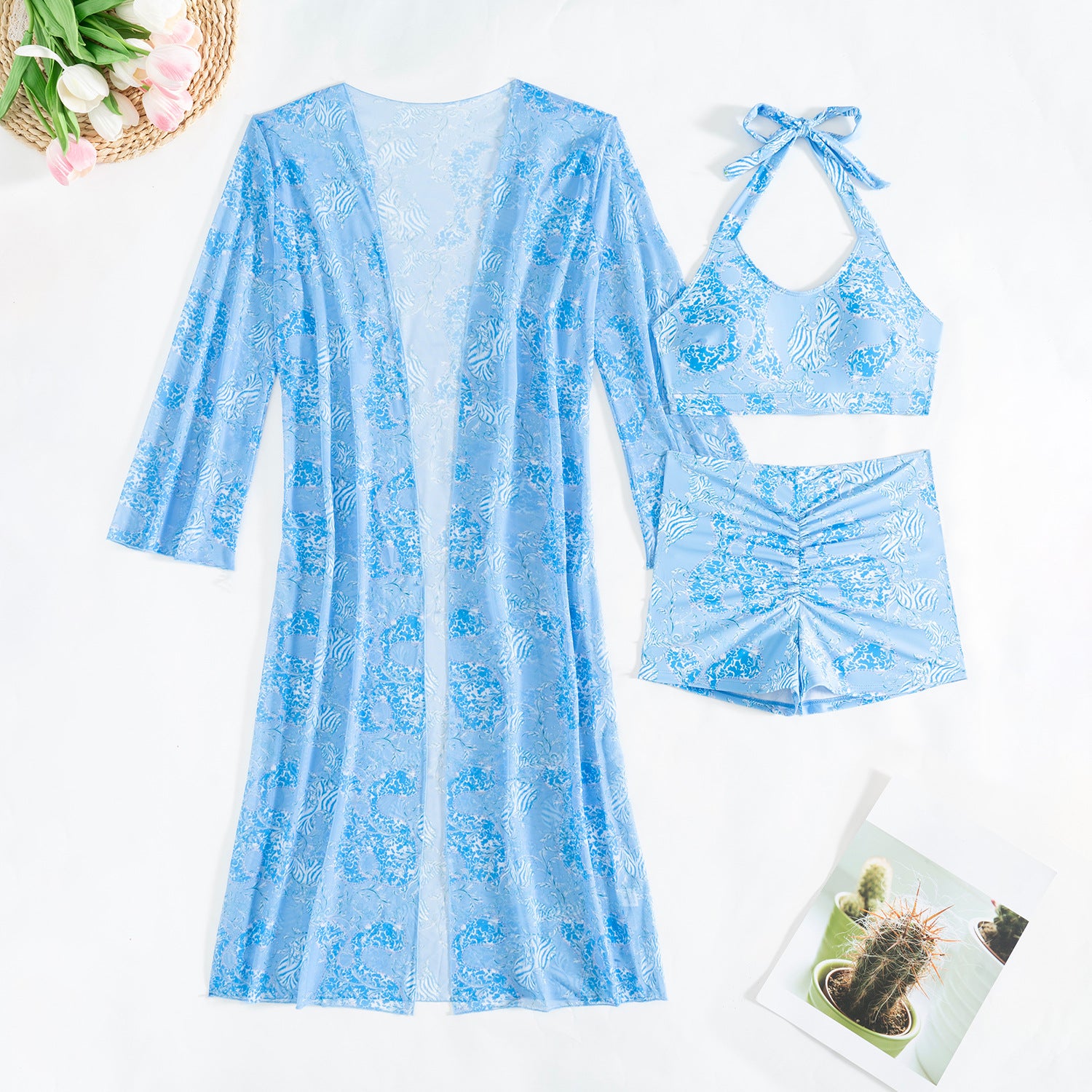 Mingyi New High-end European and American Fashion Sexy Women's Three-piece Bikini BIKINI Multicolor Printed Women's Swimsuit