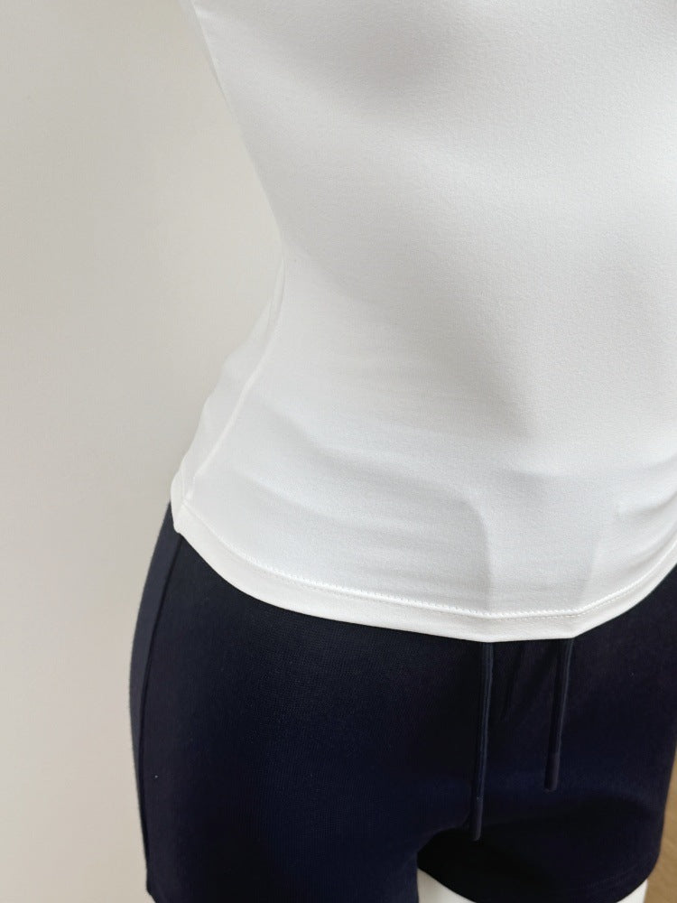 Spot Tankair Sexy Skin-Friendly Nude Elastic Tight Fitness Right Shoulder Small Flying Sleeve T-Shirt Sports Quick-Drying Top