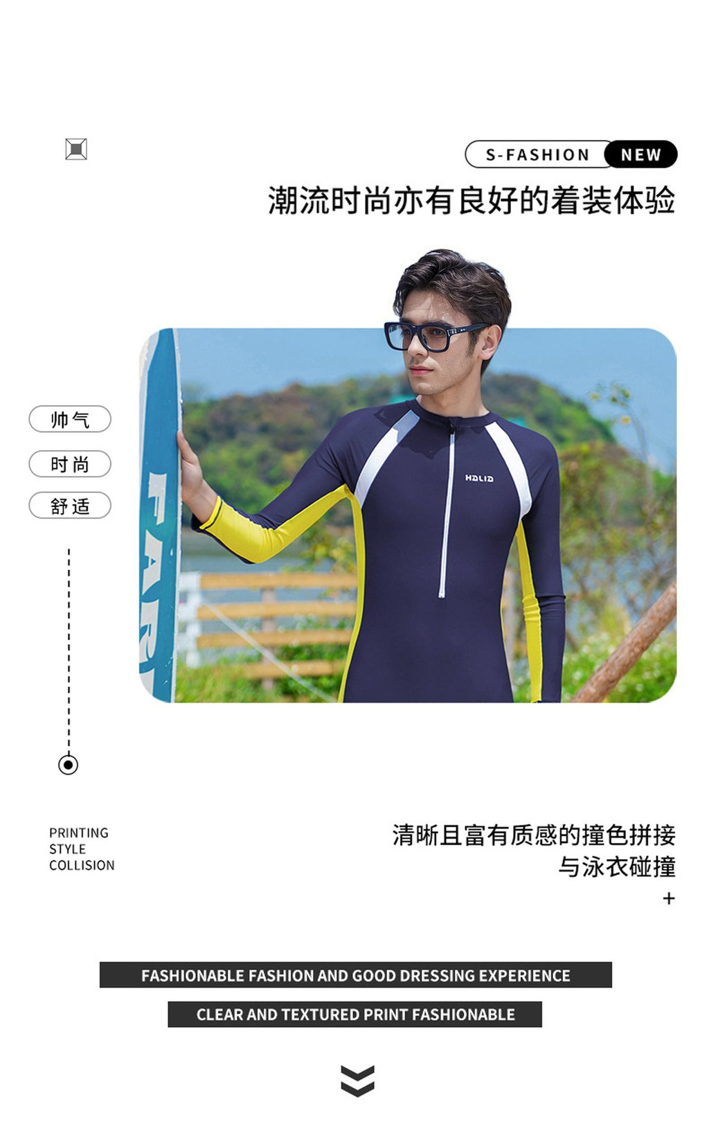 2026 New Men's Long-Sleeved Sun-Protective Quick-Drying One-Piece Swimsuit Men's Quick-Drying Surfing Diving Cross-Border Custom Wholesale