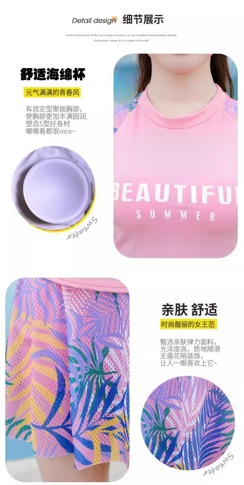 2025 Swimsuit Women's Split Conservative Belly-Covering Slimming Look Boxer Skirt Sports Style Student Hot Spring Korean Swimsuit