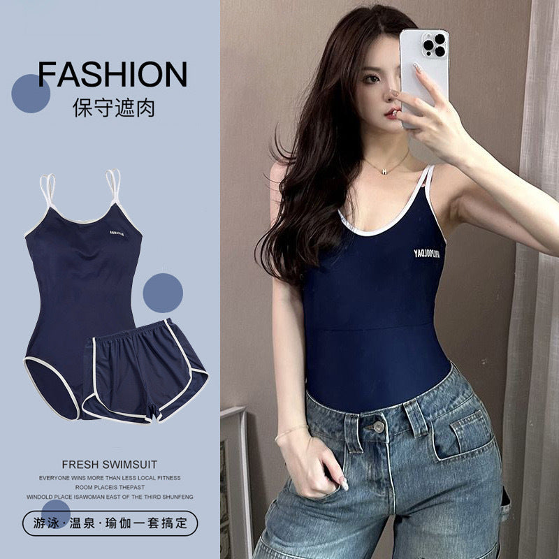 2025 New Style Swimsuit Women's Conservative Belly Covering Slim Gather Girls Ins Hot Spring Swimsuit
