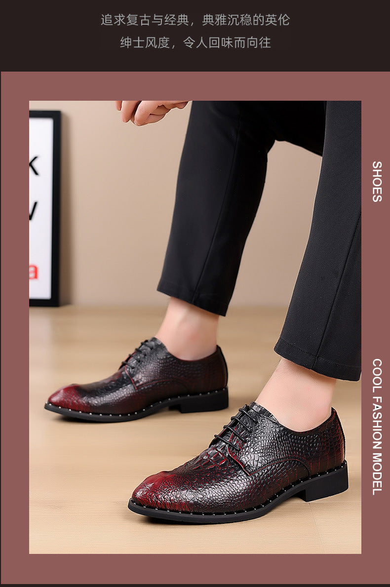 New Four Seasons Men's Leather Shoes Business Dress Leather Shoes Lace-up Casual All-match Wear-resistant Leather Shoes Wedding Shoes Men's Shoes