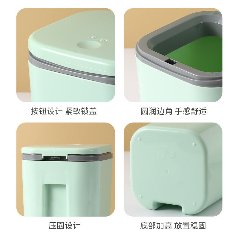 Small Desktop Trash Can for Home Office High-End Dormitory Press with Lid Mini Plastic Storage Trash Can