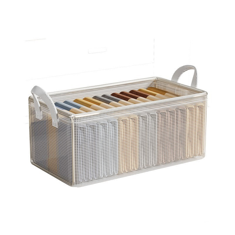 Clothes Storage Box Household Wardrobe Clothes Trousers Fitting Box Transparent Layered Folding Storage Basket Box Free Shipping