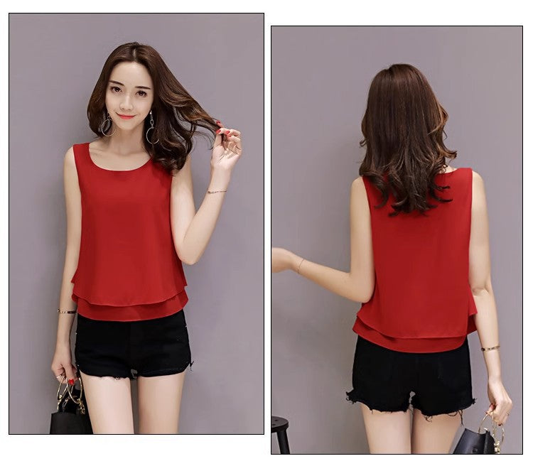 Chiffon Camisole Women's All-match Outer Wear Inner 2025 Summer Loose Slimming plus size Sleeveless Base Top