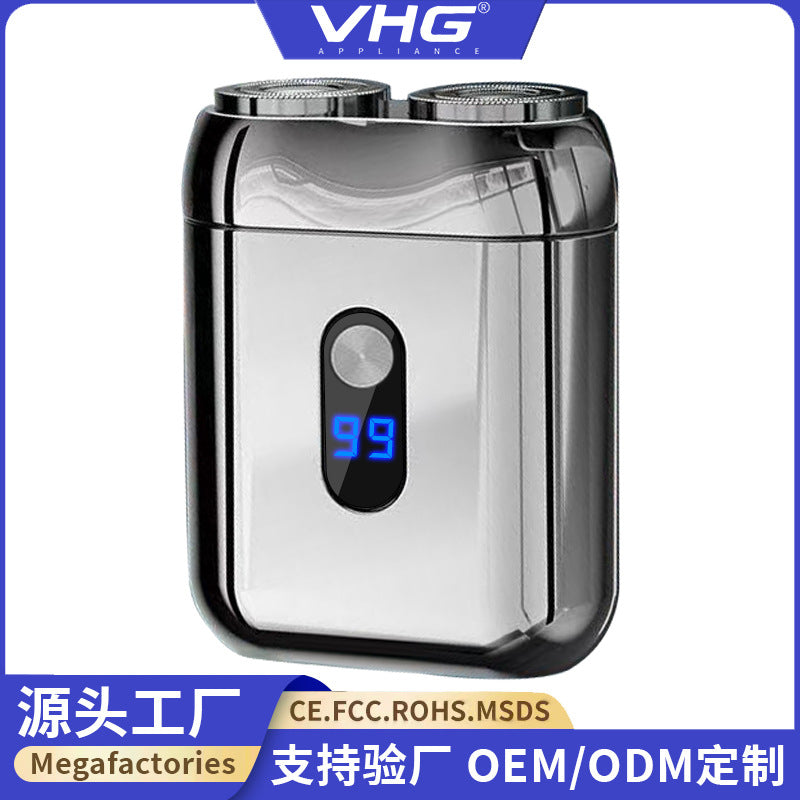 Cross-border Portable Two-head Double-head Magnetic Rechargeable Razor Men's Full-body Washable Electric Shaver Super Clean