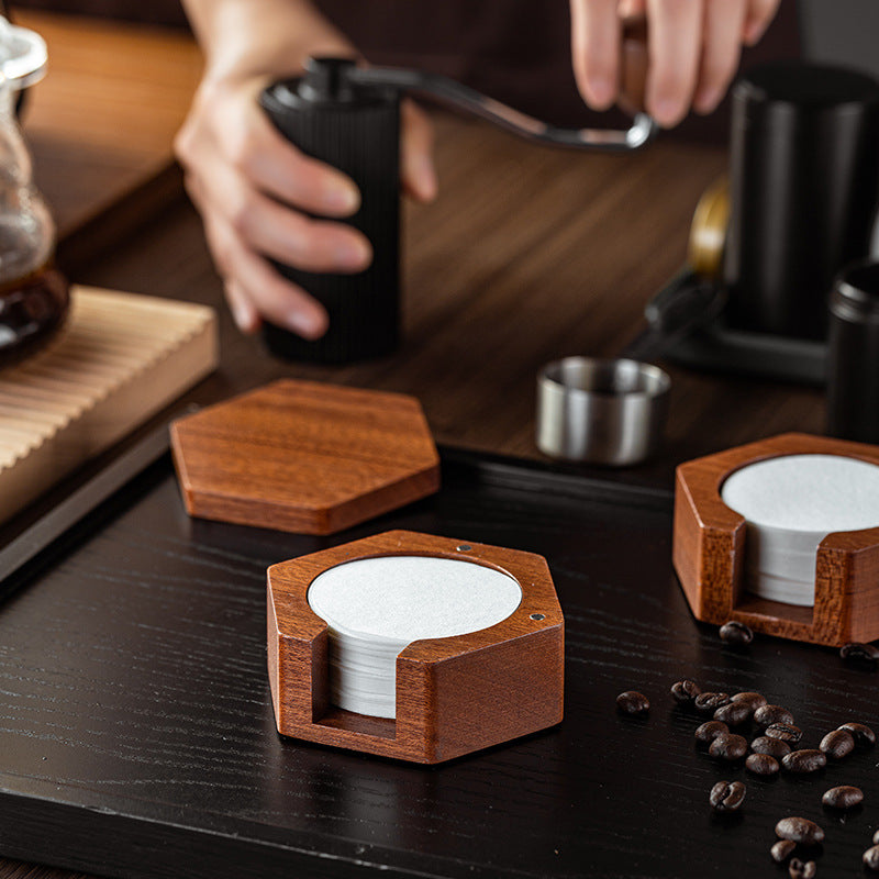 Round Italian Coffee Extraction Filter Paper Storage Sabri Wood Solid Wood Storage Base 58/53/51mm Universal
