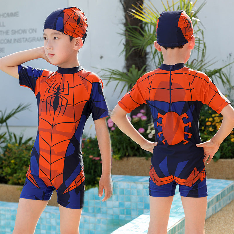 Children's Swimsuit Boys Siaman Spider-Man Long Sleeve Small Medium and Large Children's Baby Sunscreen Quick-drying Equipment Hot Spring Wholesale