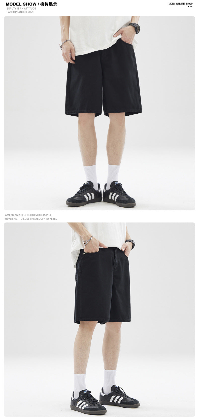 LKTM Men's# American Retro vintage Straight Pants Men's Niche Couples Joker Simple Casual Shorts
