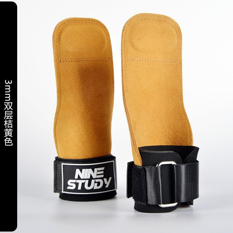 Hard Pull Booster with Cowhide Palm Men's Pull-Up Wrist Bracer Horizontal Bar Pull Back Grip with Hand Gloves Men's Fitness Gloves