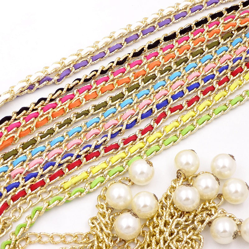 Korean style versatile metal thin waist chain women's skirt decorative pearl belt sweet lady decorative belt