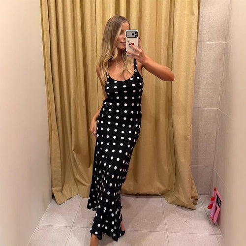 Summer Dress Polka Dot Printed Waist Controlled Sheath Sexy Ruffled