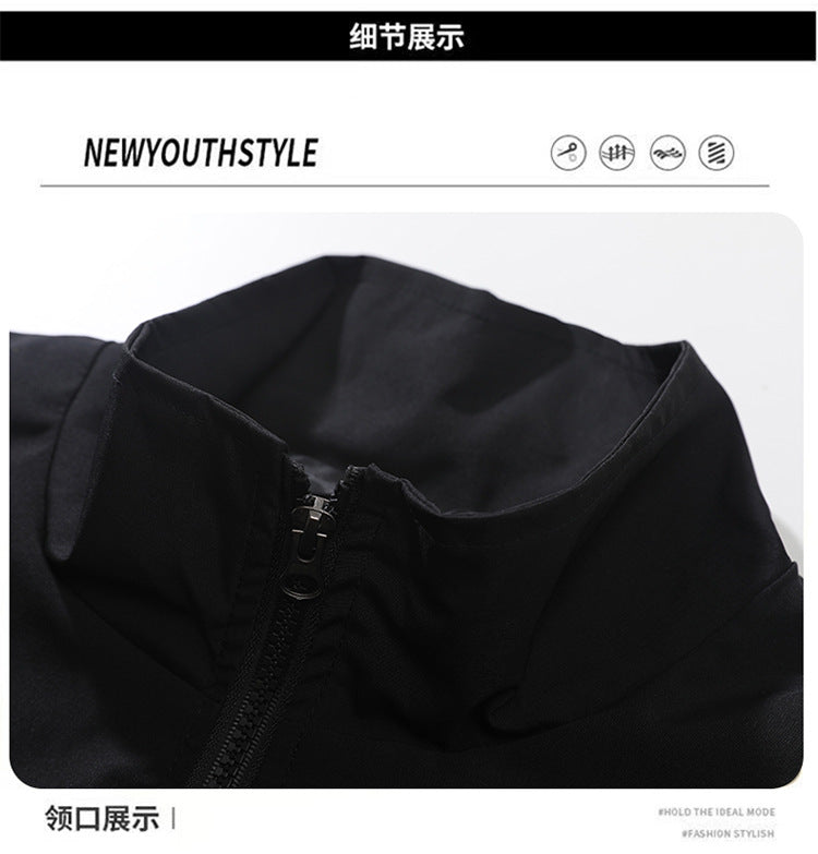 Russian Foreign Trade Trendy Brand Reflective Patchwork Stand-Up Collar Jacket Spring and Autumn Loose Sports Casual Jacket for Men