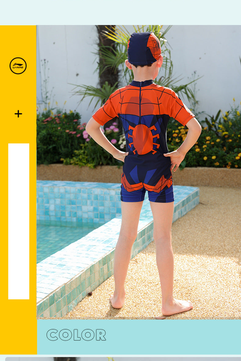 Children's Swimsuit Boys Siaman Spider-Man Long Sleeve Small Medium and Large Children's Baby Sunscreen Quick-drying Equipment Hot Spring Wholesale
