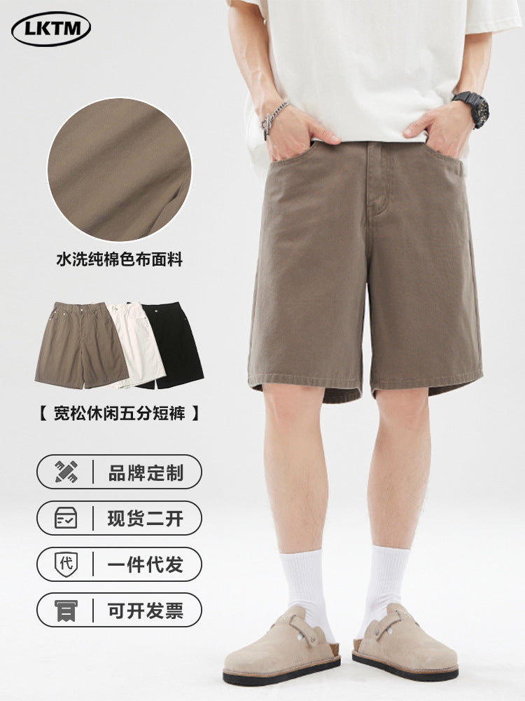 LKTM Men's# American Retro vintage Straight Pants Men's Niche Couples Joker Simple Casual Shorts